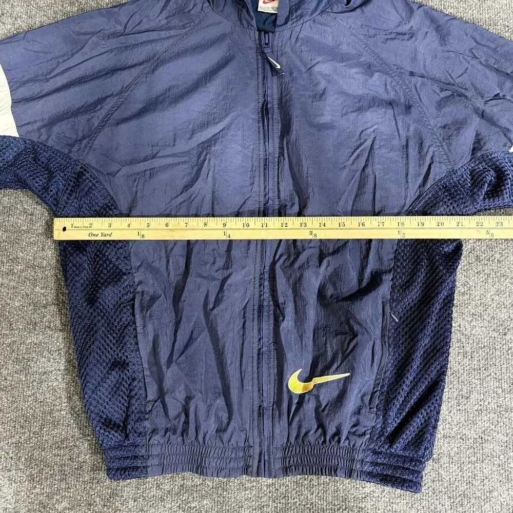 Vintage Nike Jacket Boys XL 18-20 Blue Colorblock Hooded Windbreaker Nylon